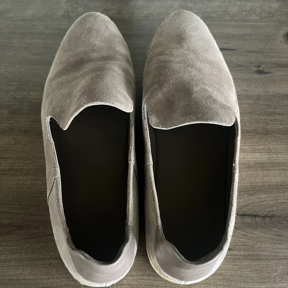 Vince Acker Espadrille Suede Comfort Shoes Womens 9.5 M Tan Slip On Flats‎